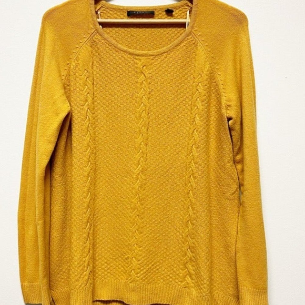 Yellow Cable Knit Pullover Sweater Size XL